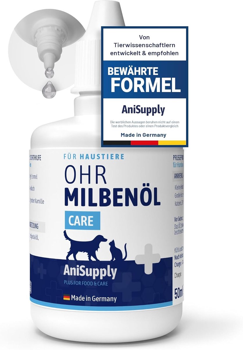 Oorontstopper huisdieren 50 ml - Olie tegen oormijten - Kamille - Directe verlichting voor je hond of kat - ShopVlot