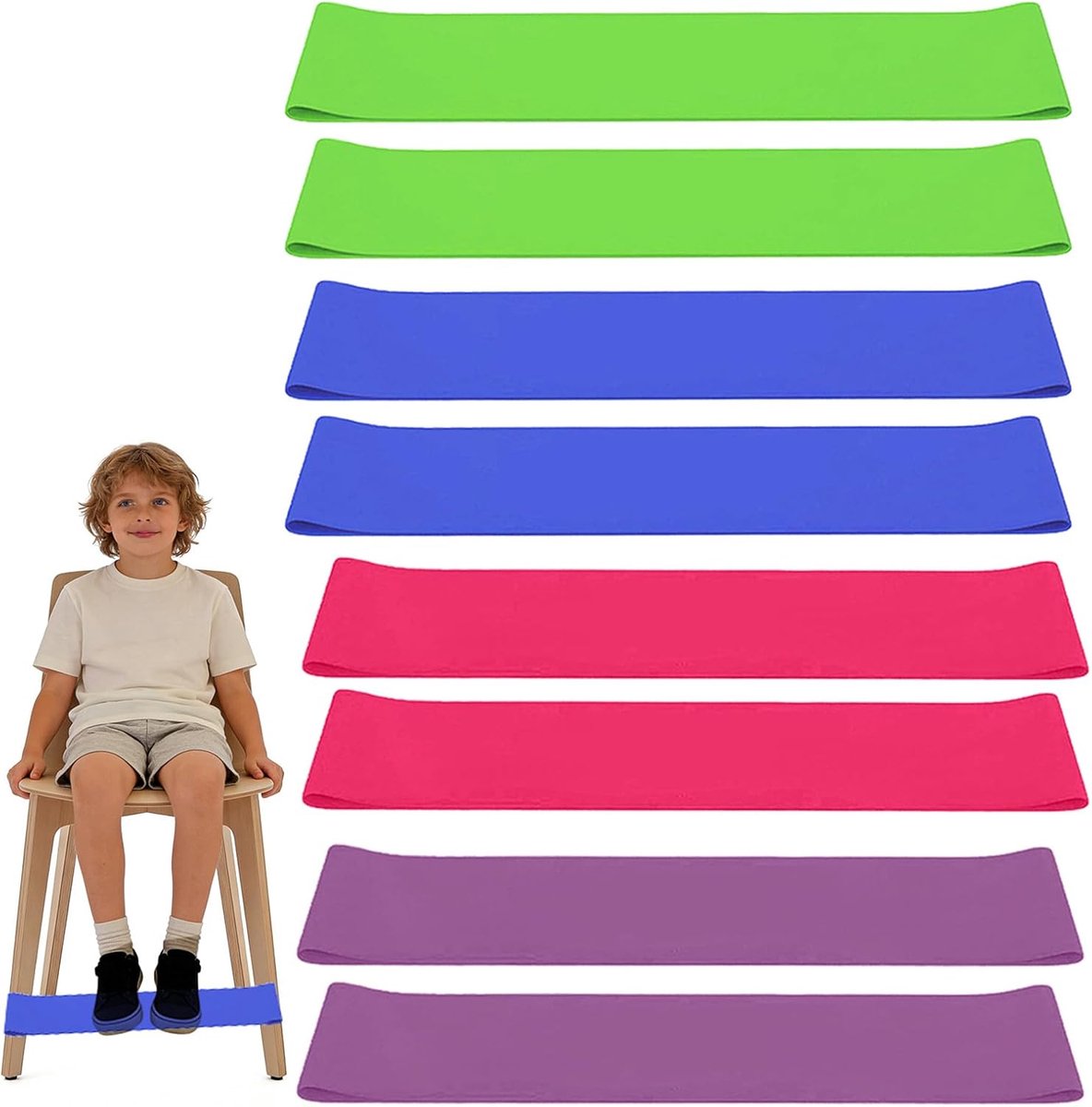 8 stuks rekbare stoelbanden voor kinderen, kleurrijke fidget-stoelbanden, flexibele zitriemen