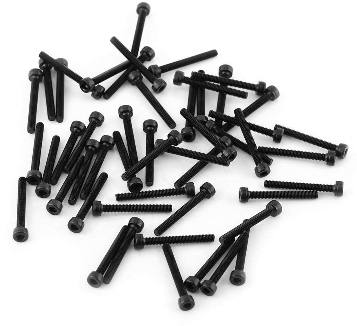 kop montageschroeven set, Akozon zwarte cilinderkopschroevenset M3 kwaliteitslegering 12,9 koolstofstaal 4-50 mm (M3 x 25 mm, volledig draad-50 stuks)