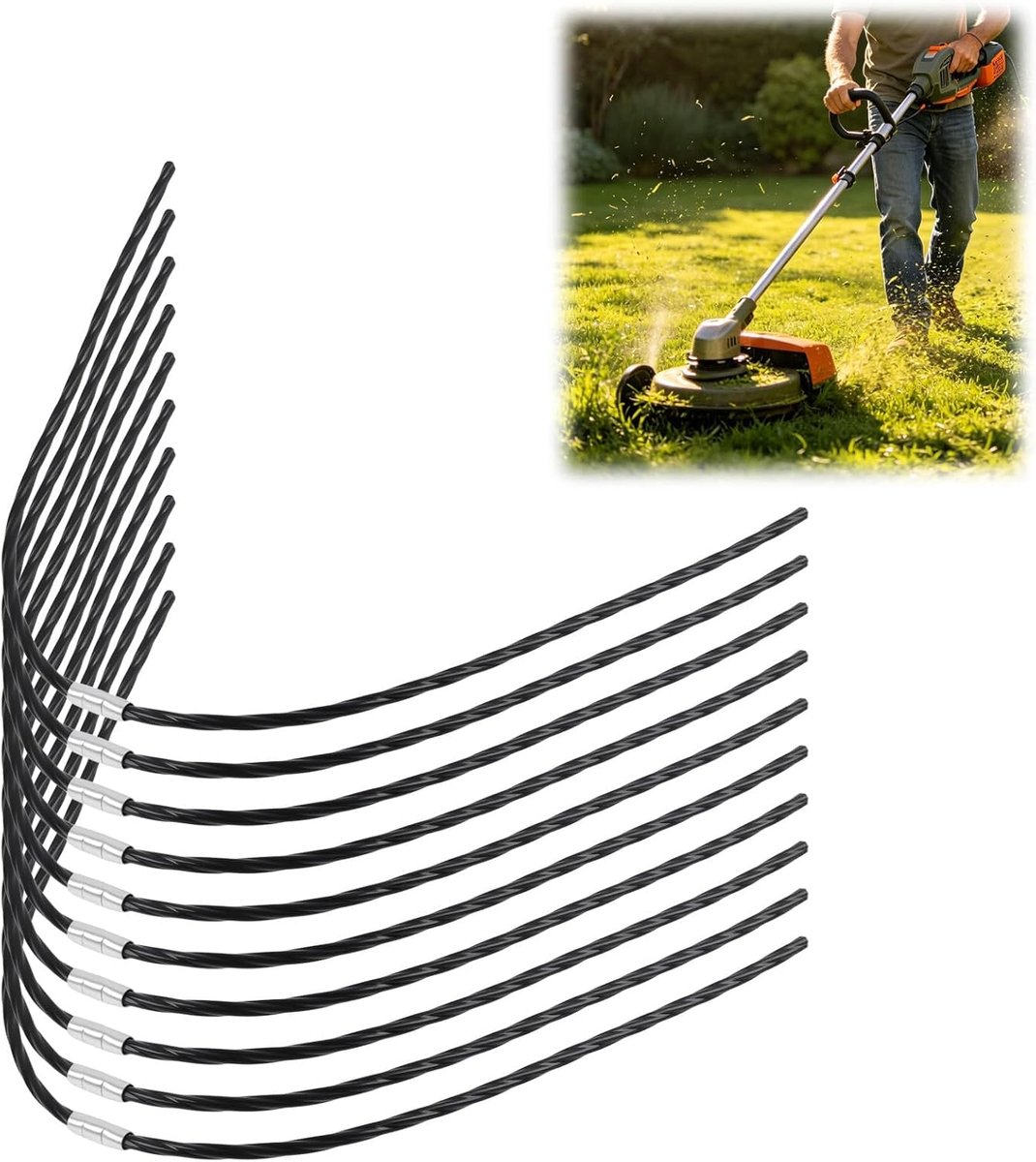 10 reservedraden voor grasmaaiers, extra sterke trimmerlijn, 37 cm x 3,5 mm, compatibel met AFS 23-37 bosmaaier, efficiënte snijaccessoires