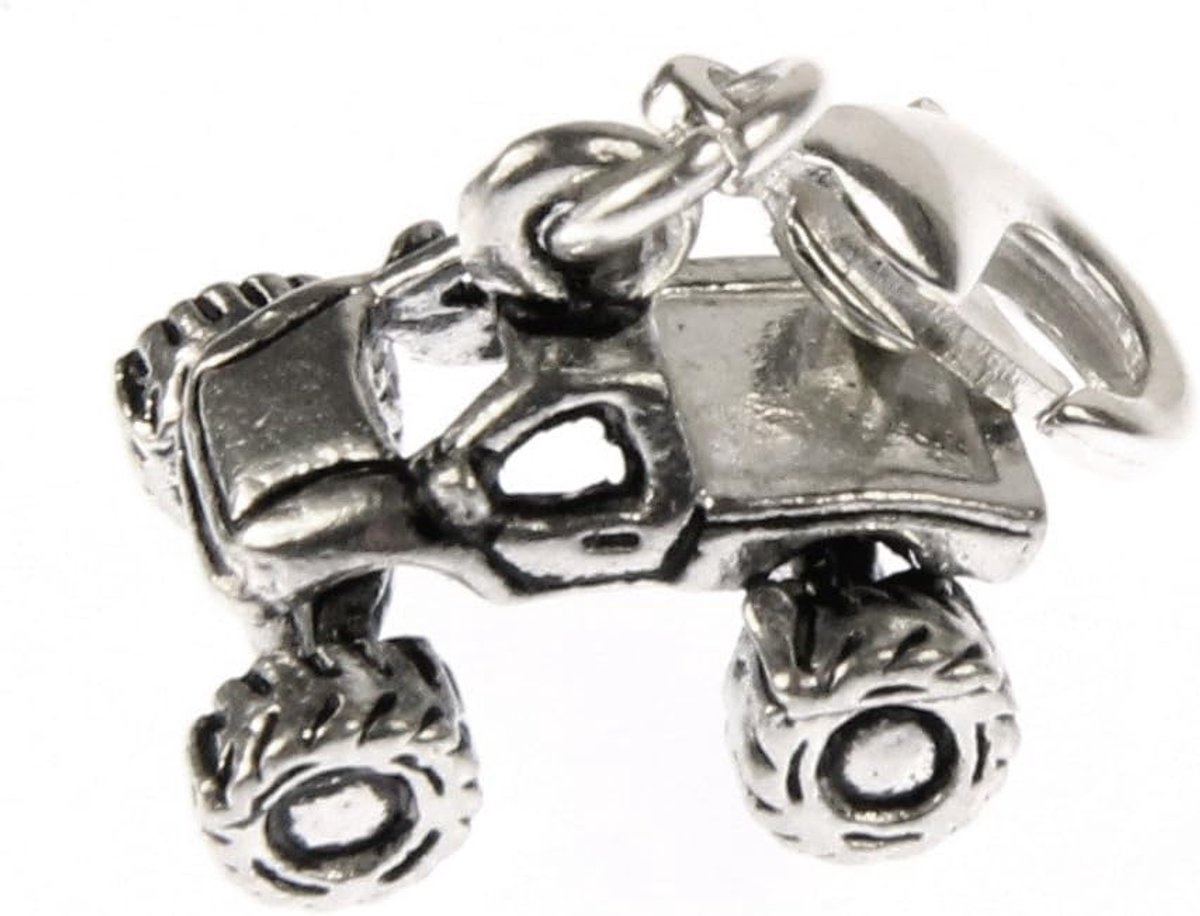 Quad Motocross Offroad Charm terreinvoertuig auto zilver - handgemaakte modesieraden I kettinghanger verzilverd - bedelhanger bedelarmband - hanger voor armband