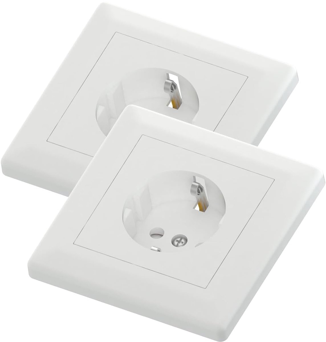 1-voudige stopcontactdoos 2 stuks, 1 Schuko inbouw wandstopcontact, 250V 16A, 84 x 84 mm stopcontacten, wit