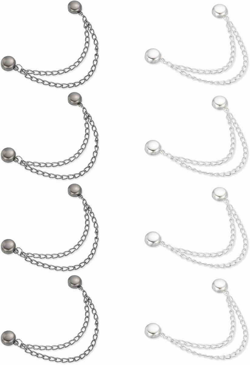 8 stuks magnetische kledingclips, ronde kledingklemmen met ketting, kledingclips, multifunctionele hijab-magneten voor dunne kleding, sjaals, broekspijpen, broche
