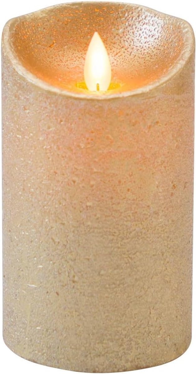 Kaars wax rustiek met bewegende vlam goud 12.5 cm Anna's Collection