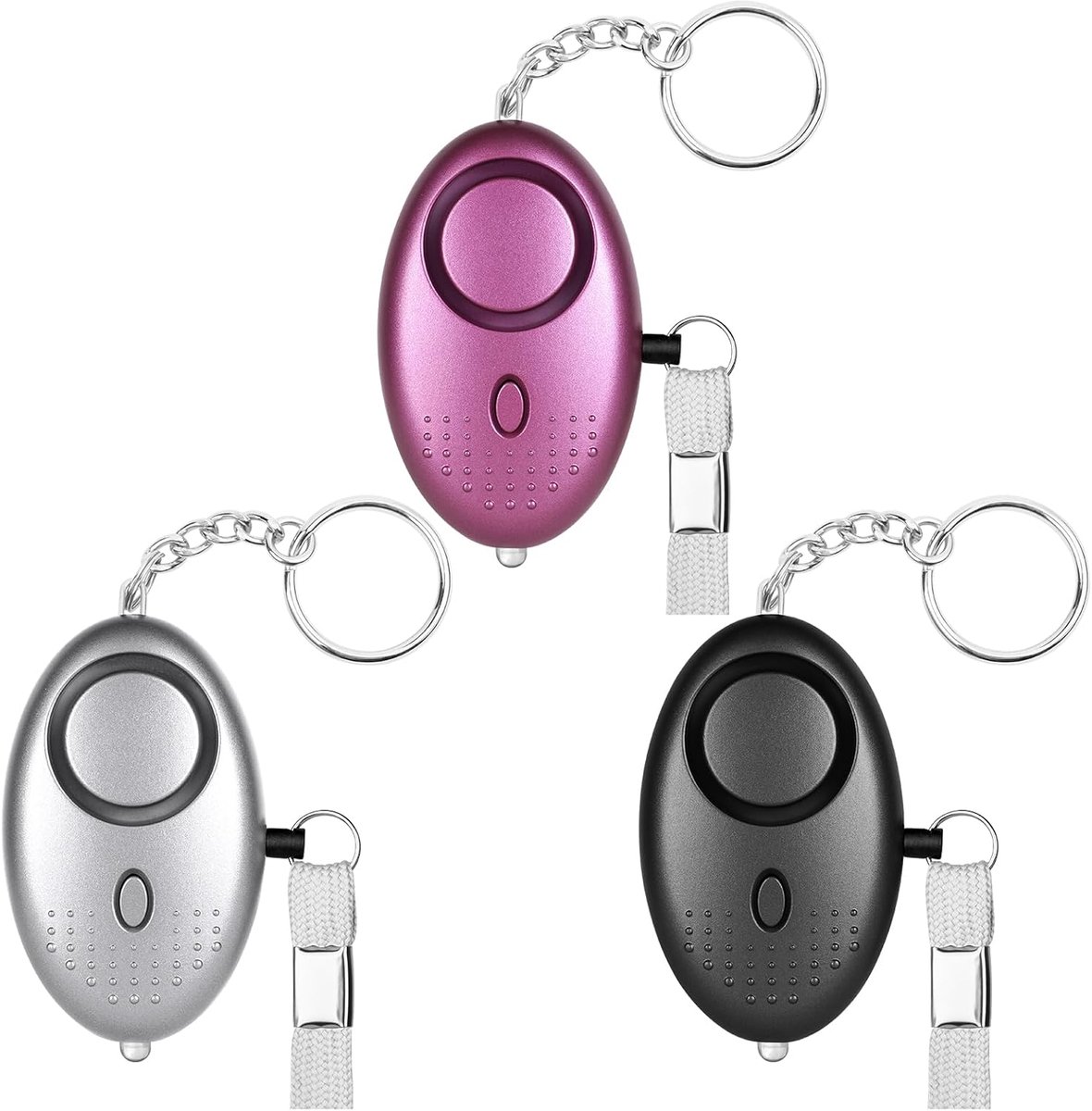 Persoonlijk persoonlijk alarm voor vrouwen, 3-pack 140DB persoonlijk beveiligingsalarm, persoonlijke alarmen met LED-licht, zelfverdediging noodalarm voor vrouwen, meisjes, kinderen en