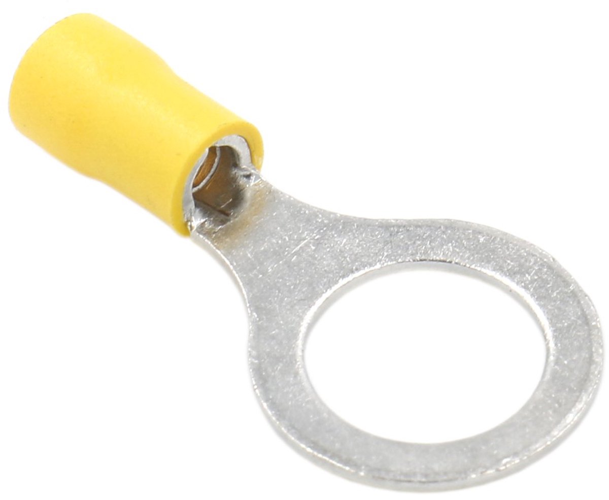 Ring Terminal krimpconnectoren Vinyl geïsoleerde draad elektrische connector RV5.5-12 noppenmaat 1/2" voor 4-6mm2 (12-10 AWG) Geel 100Pack