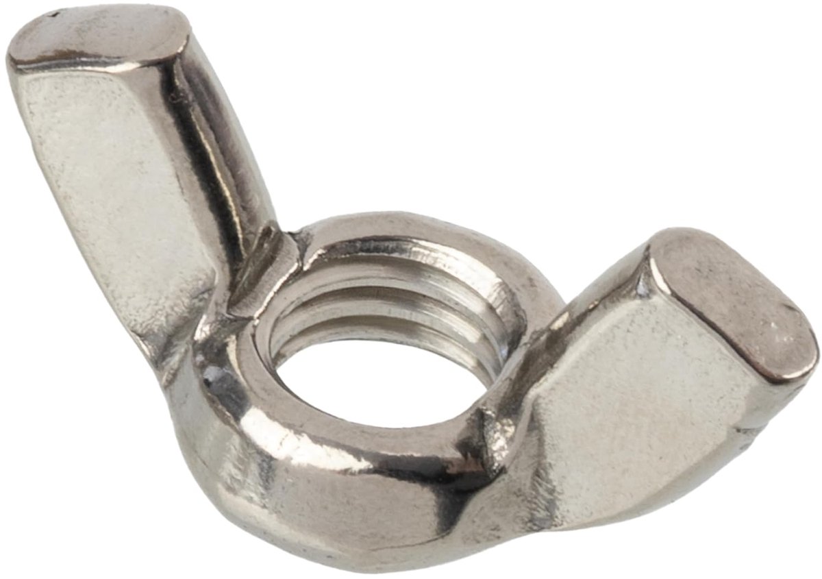 Vleugelmoeren M10x1.5 mm | voor snel montage zonder gereedschap op draadstangen, mechanische assemblages en doe het zelf | van staal in zilverkleur