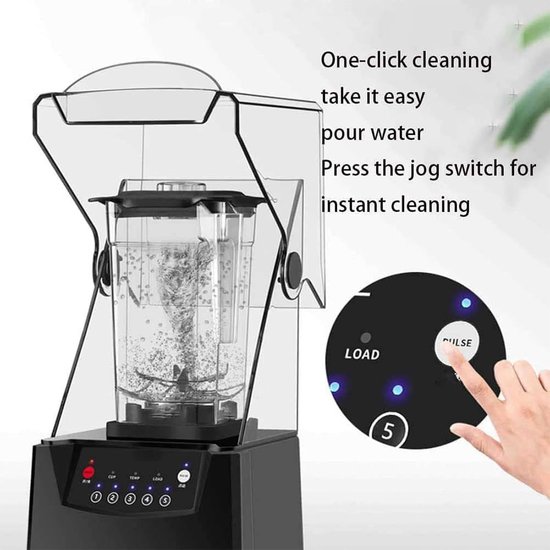 Stille Blender - Smoothie Maker - IJsklontjes Vergruizen - Geluidsarme Kap - 2 Liter - Zwart — afbeelding 5