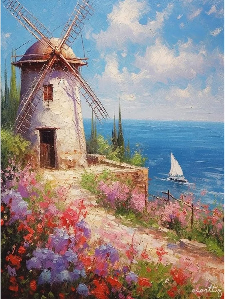 5D Diamond Painting Landschap Diamant Schilderij Diamond Art Volwassenen Full DIY Vuurtoren Diamant Kunst Schilderij Borduurset Kruissteek 30 x 40 cm