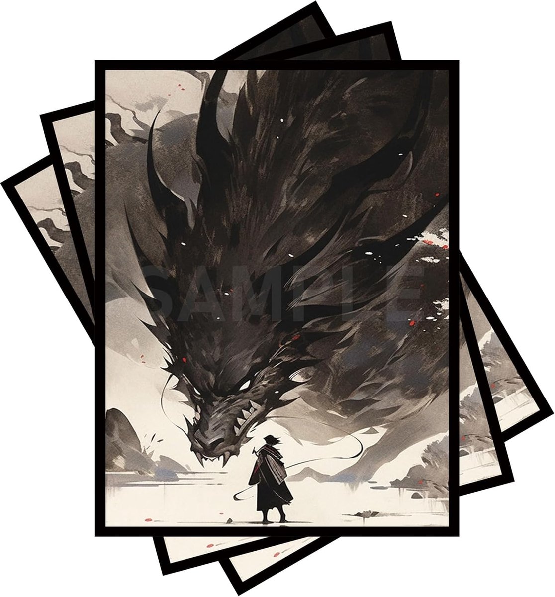100 stuks TCG/MTG-kaarthoesjes, mouwgrootte is 6,6 x 9,1 cm van toepassing op OCG CCG DTCG PTCG, geschikt voor kaarten in standaardformaat - zwarte draak