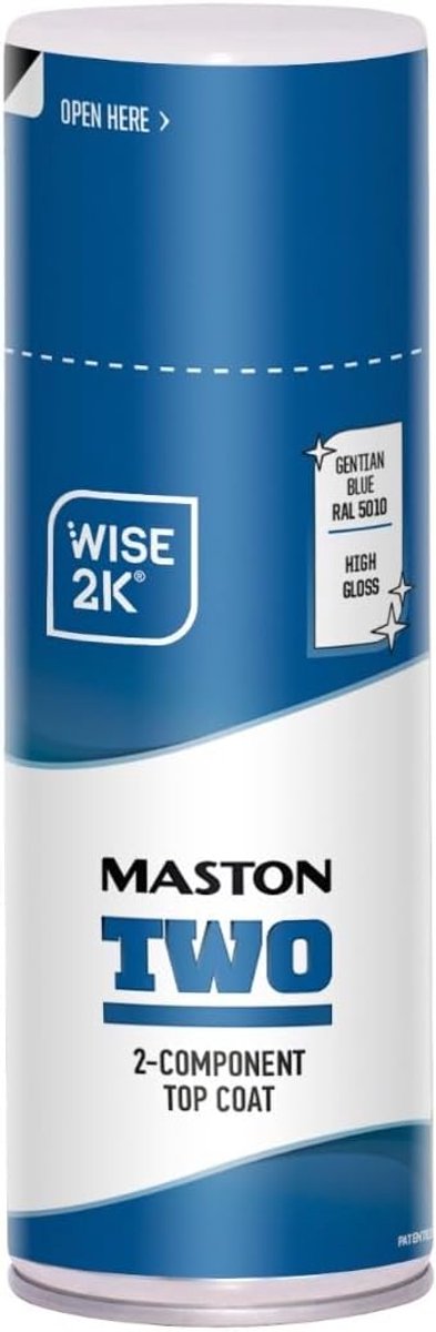 Spuitlak 2K Top Coat - 400 ml - Gentiaanblauw (RAL 5010) - Hoogglans - Anti-roest bescherming - SnelShoppen