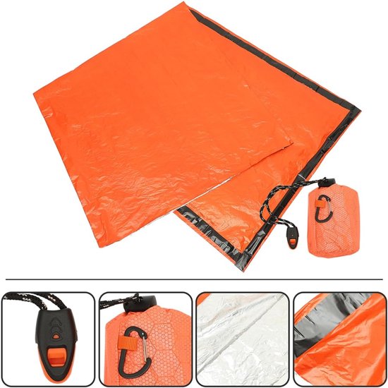 Nood Slaapzak - Bivakzak Overleving - Kamperen Noodsituaties - Waterdicht Vochtwerend - 213x90cm - Oranje — afbeelding 4