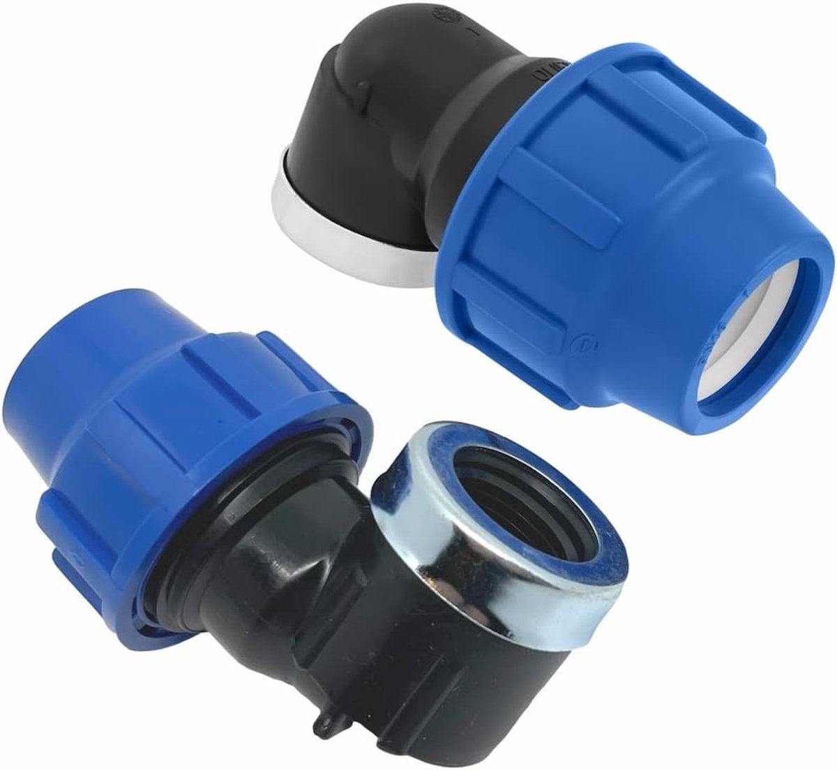 Koppeling vrouwelijk 90 graden compressie 32 mm x 3/4 inch - waterslangconnector PP PN16 - buisconnector PE80, PE100 - 2 stuks SmartProduct