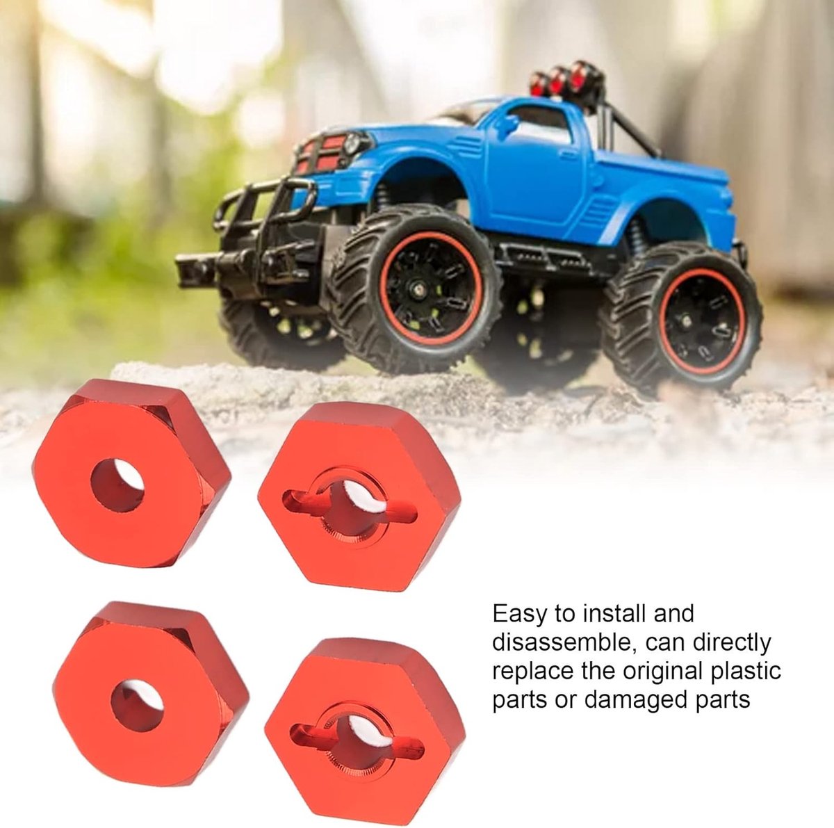 4 STUKS RC Wiel Hex Hub RC Wiel Hex Hub Adapter RC Hex Hub Koppeling voor E Revo 1/16 RC Auto(Rood)