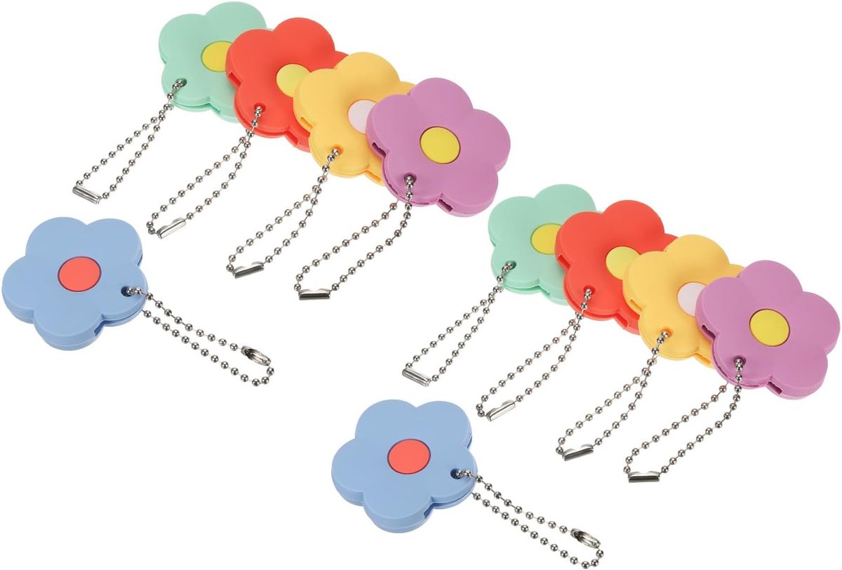 Sleuteldoppen, 10 stuks bloemensleutels, coderingslabels, identificatoren, PVC-hoes, shell-beschermer voor kantoorhuis, appartement, 5 verschillende kleuren | Sleutels Labels Codering Identifiers PVC Case Protector voor Office Home Appartement