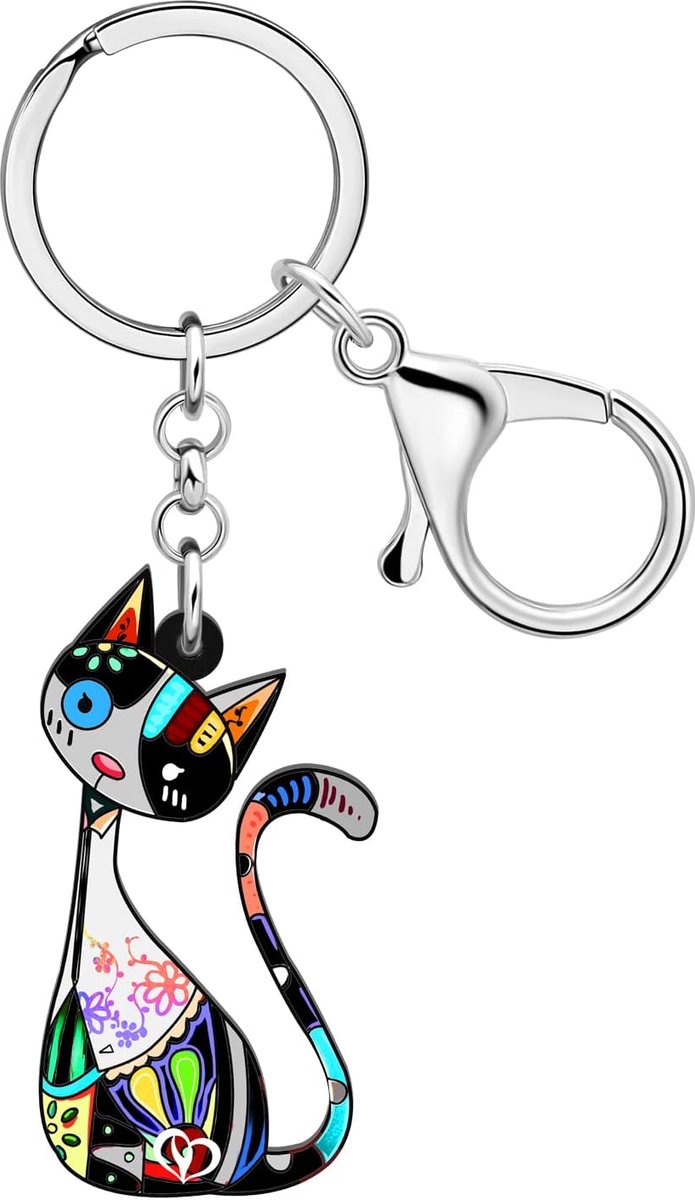 kat sleutelhanger acryl auto sleutelhanger ringen huisdieren sieraden kat geschenken voor kattenliefhebbers vrouwen meisjes kitten bedels