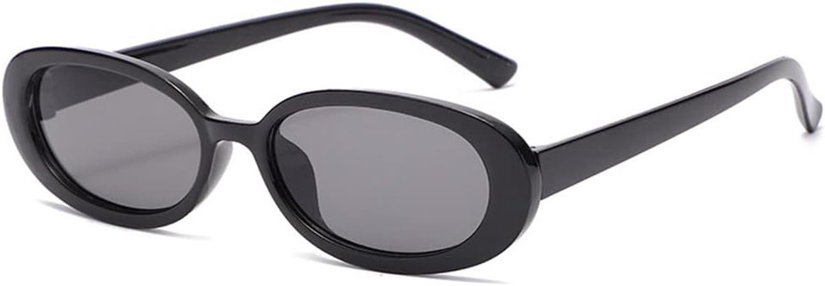 ovale zonnebril met klein montuur voor heren en dames, trendy eenvoudige zonnebril, straatfotografie zonnebril (zwart), Zwart, Eén maat