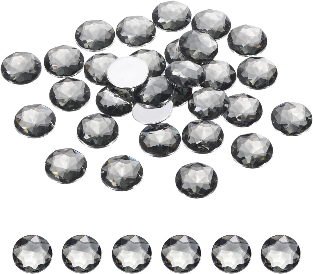 100 stuks acryl platte achterkant 10 mm strass kristallen plat, grijs, voor handwerk, kleding, schoenen, decoratie, doe-het-zelf, geschenken
