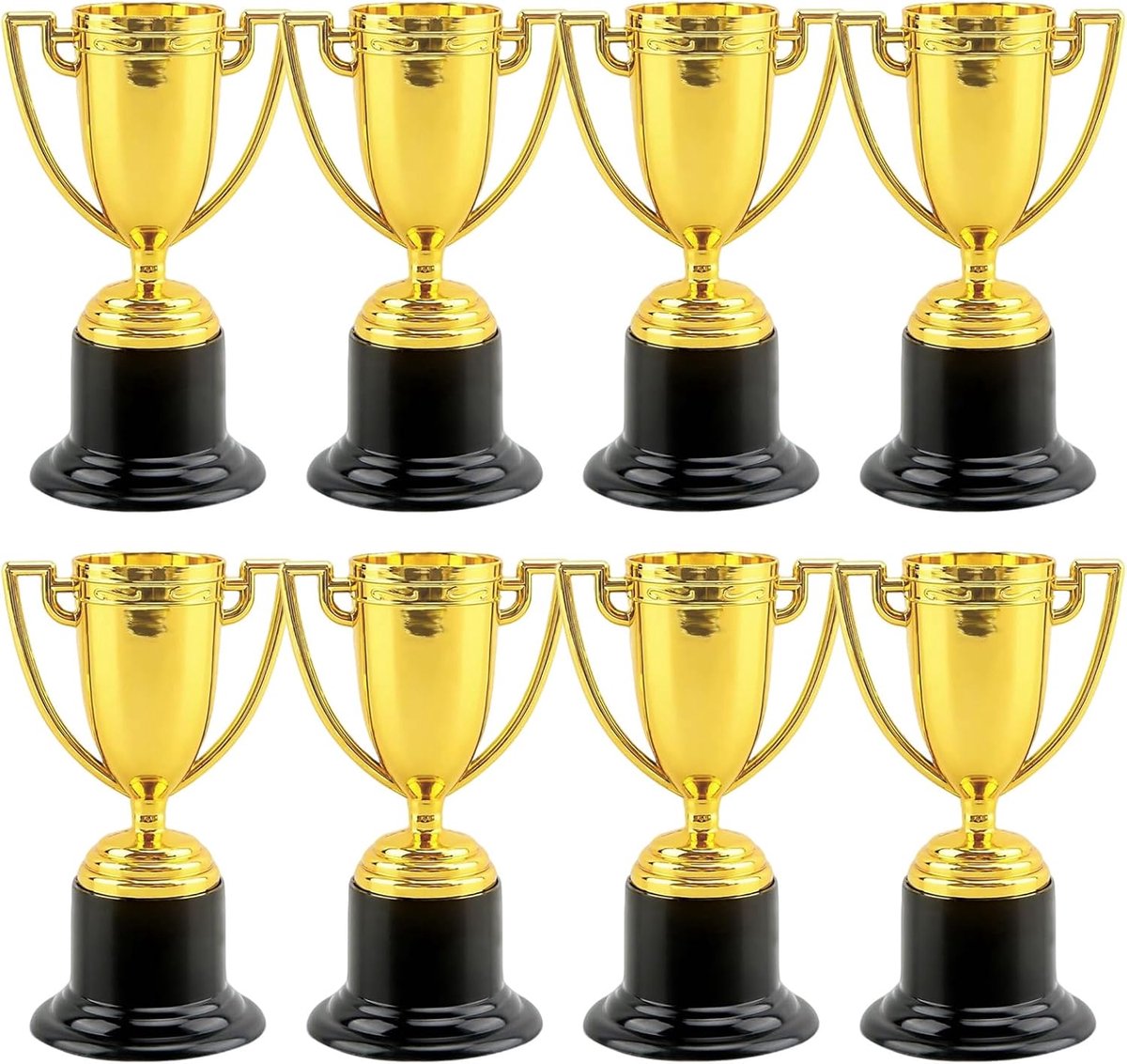 Trofeeën van kunststof, 9,5 x 6 cm, gouden bekers met handvat, klassieke mini-trofeeën voor kinderprijzen, geschenken, onderscheidingen, souvenirs, decoratieve ornamenten (goud)