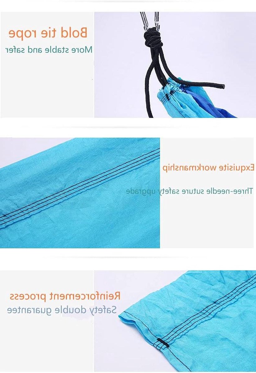Dubbele Hangmat - Nylon Hangmat - Ontspannen Buiten - Drie-naald Hechttechnologie - 270 x 140 cm - Groen Grijs