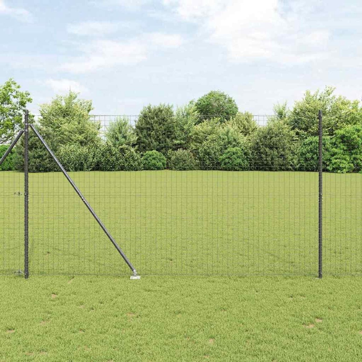 Tuinhek van metaal, omheiningen, weerbestendig en gepoedercoat, stabiele inkijkbescherming voor terras, erf en tuinen, grijs, 10 x 1,5 m (50 x 50 mm mesh), spikeanchorfix)
