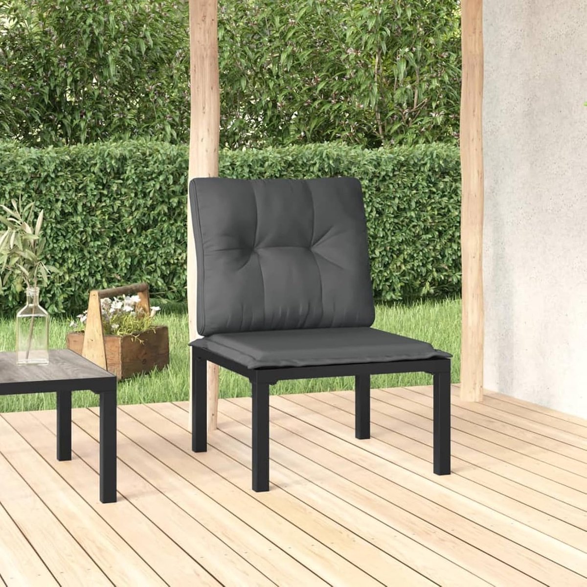 Tuinstoel, tuinstoel, terrasstoel, rotanstoelen, balkonstoelen, balkonstoelen, balkonstoel, eetkamerstoel, campingstoelen, tuinmeubelen, terrasmeubels met kussen, zwart en grijs, polyrotan