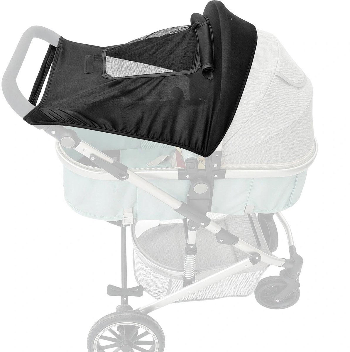 Zonwering voor kinderwagen - Zwarte zonnezeil - Universele maat - Bescherming tegen zonlicht - SnelShoppen