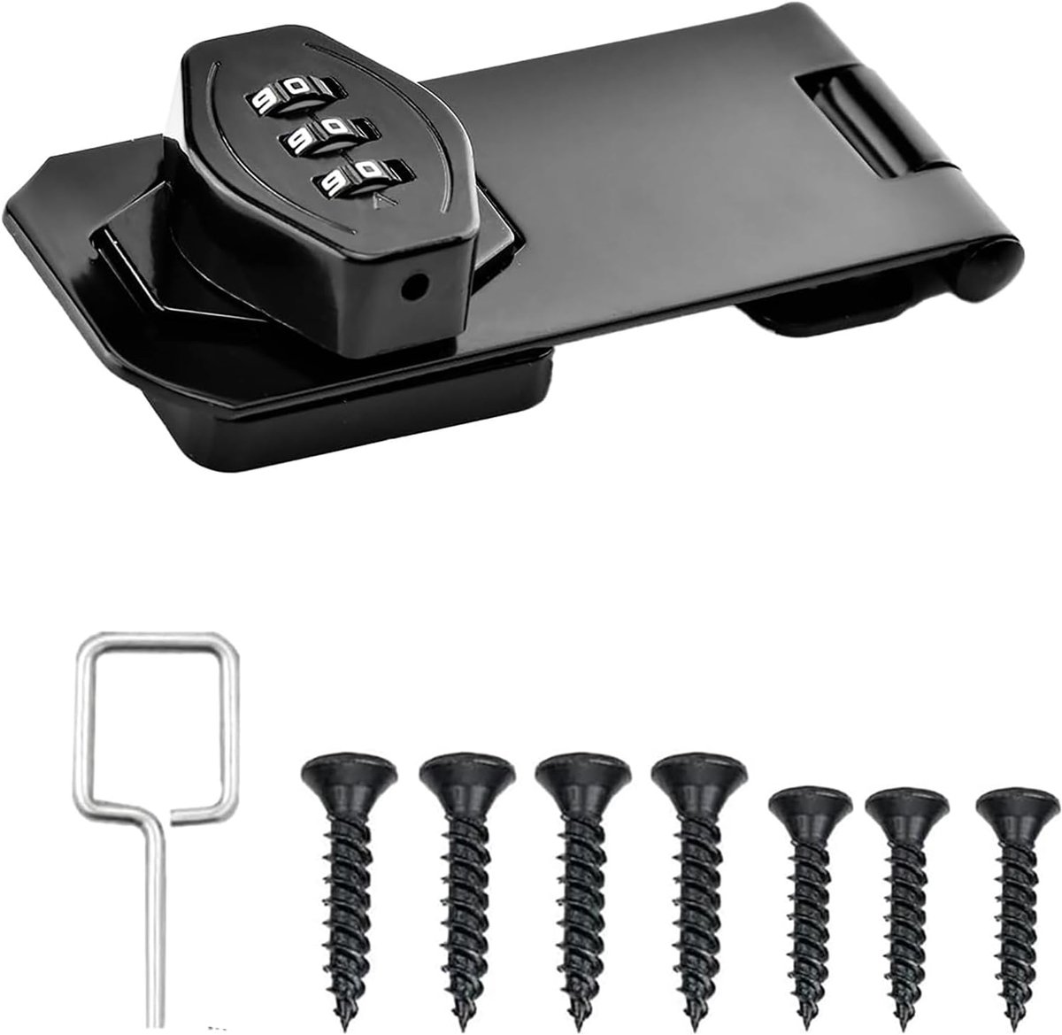 Hasp Sloten, 3-cijferige Hasp Security Hasp Lock Cabinet Wachtwoord Sloten Deurslot Hasps Kastsloten Hasp Klink voor Kasten Schuur Deur Outdoor Tuin (zwart)