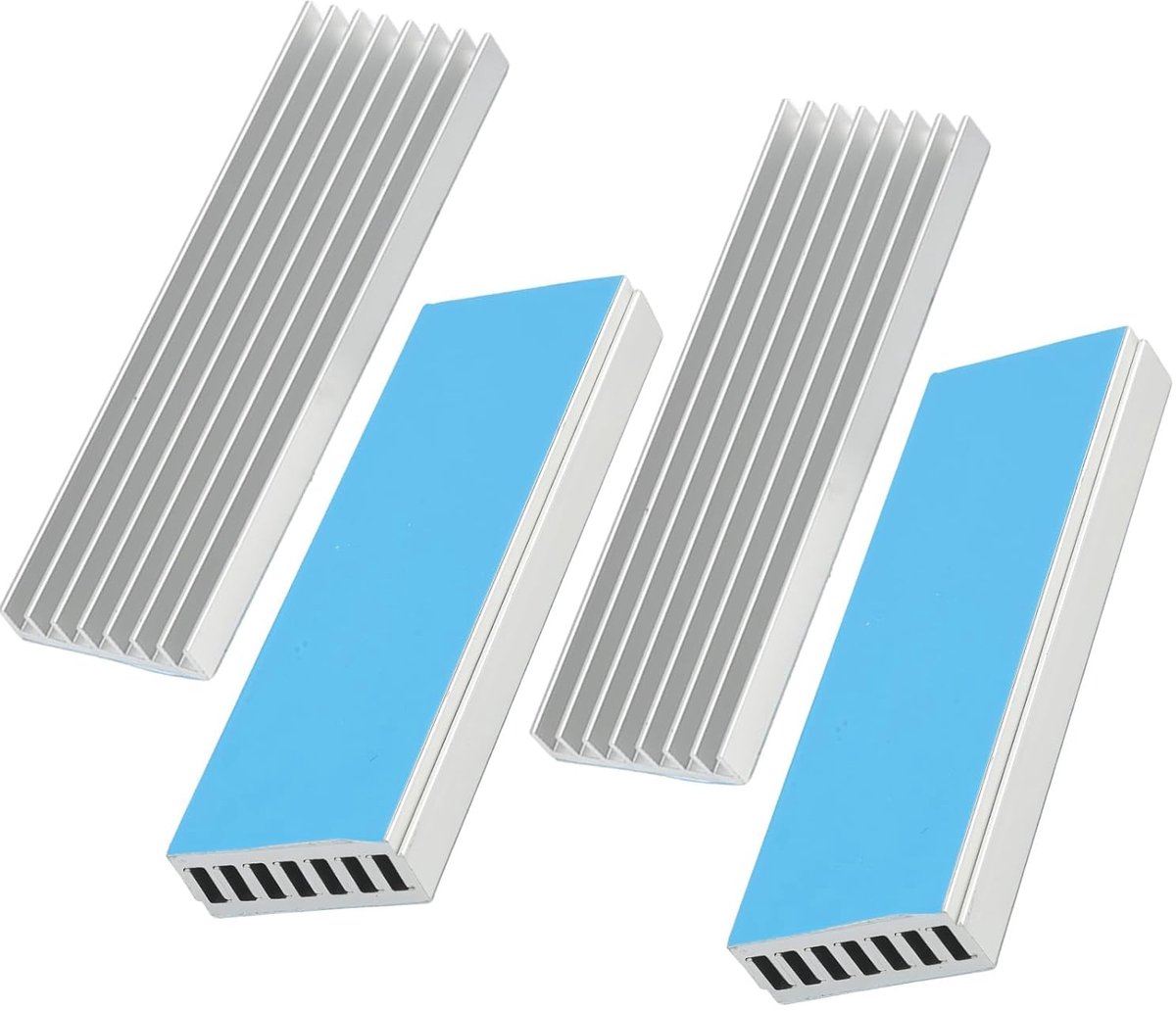 4 stuks M.2 SSD aluminium koellichaam met thermische kleefband, NVME koellichaam voor pc-componenten, ledlampen en vermogenstransistors, efficiënte koeling voor SATA, RAM, CPU en GPU, 70 x 22 x 6 mm