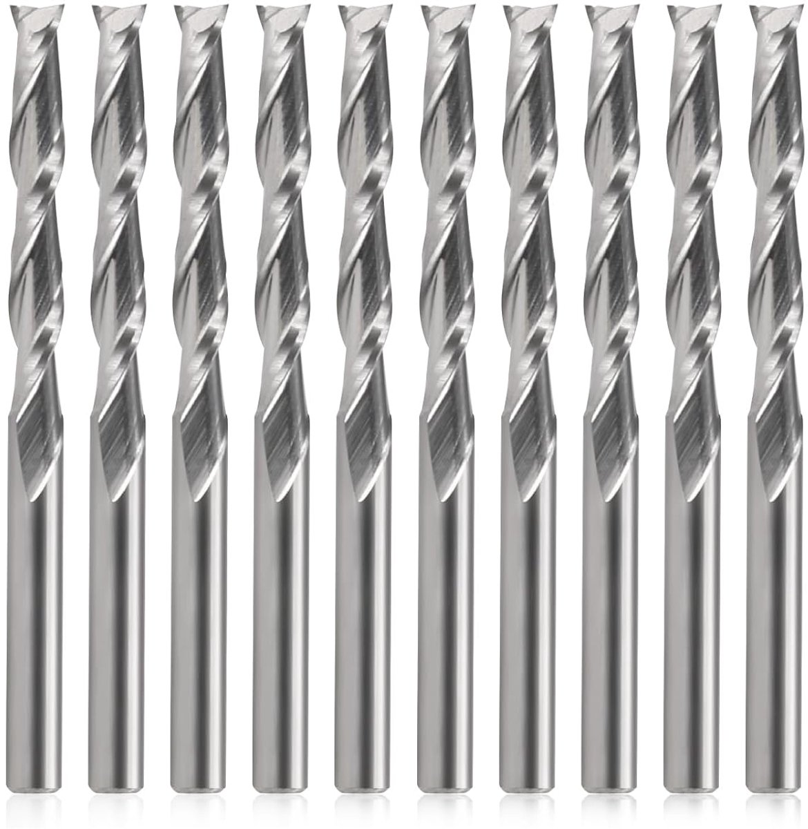 3,175 x 3,175 x 22 mm Twee fluiten VHM Micro-End Frees CNC Hout Graveergereedschap Spiraal Router Bits Pack van 10