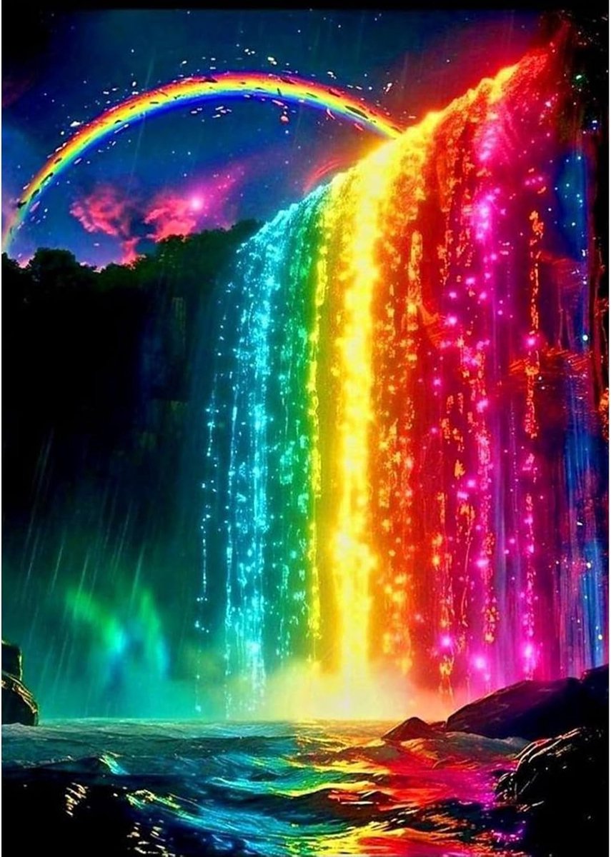 Rainbow Falls Diamant Kunst Kits voor Volwassenen, 5D Diamant Schilderij Kits voor Volwassenen Beginners, DIY Diamant Edelsteen Kunst Borduurwerk, Diamant Canvas Schilderijen, Ambachten
