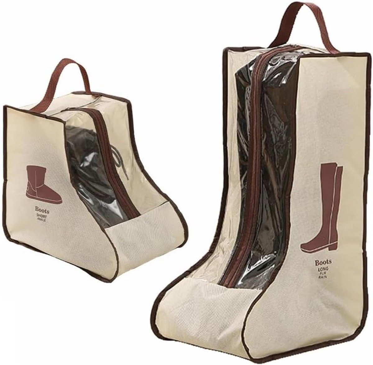 Schoenentassen 2 Beige - Transparant pvc-materiaal - Stofdichte opbergzakken - Ideaal voor reizen en thuis - SnelShoppen