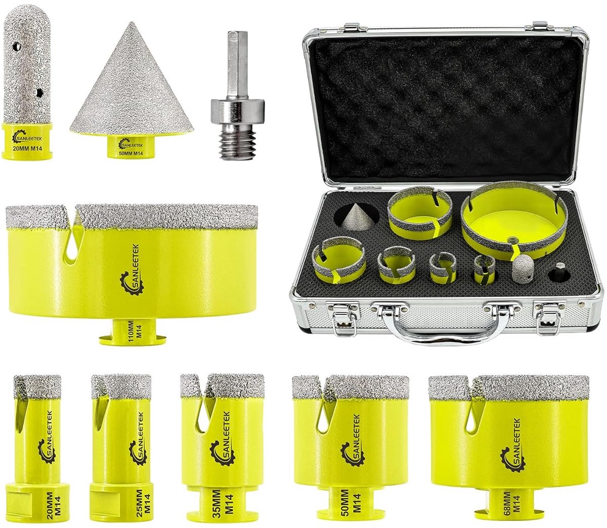 Diamantboor set 9-delig - Diamant gatzaag set - Voor porselein, keramiek en graniet - Perfect voor nauwkeurig boren - SnelShoppen