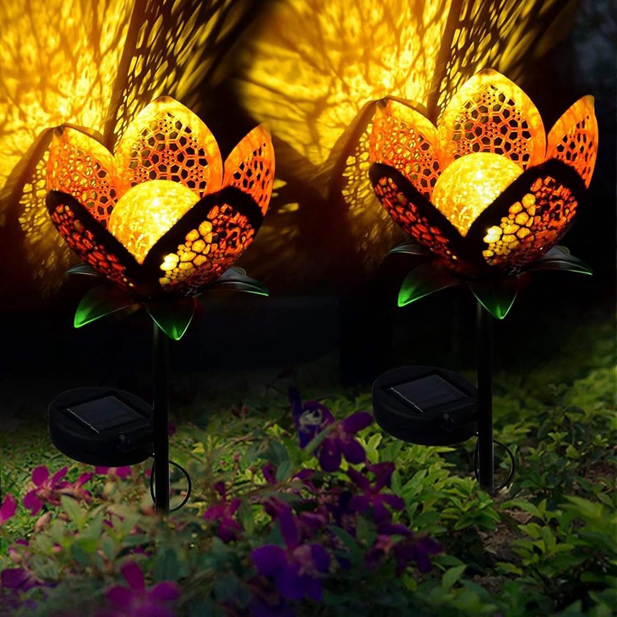 Tuinstekers Solar Lamp - Mooi Bloemontwerp - IP65 Waterdicht - Creëer een Betoverende Sfeer - SnelShoppen