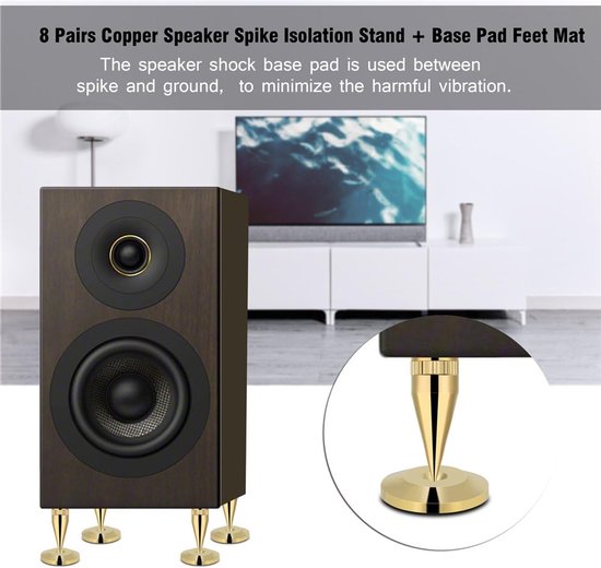 SnelShoppen - Speaker Spikes 8 Pairs 6 x 36mm Koper Speaker Spikes Met Isolatievoet Voor HiFi Apparaten, Platenspeler, Koffer, Versterker — afbeelding 5