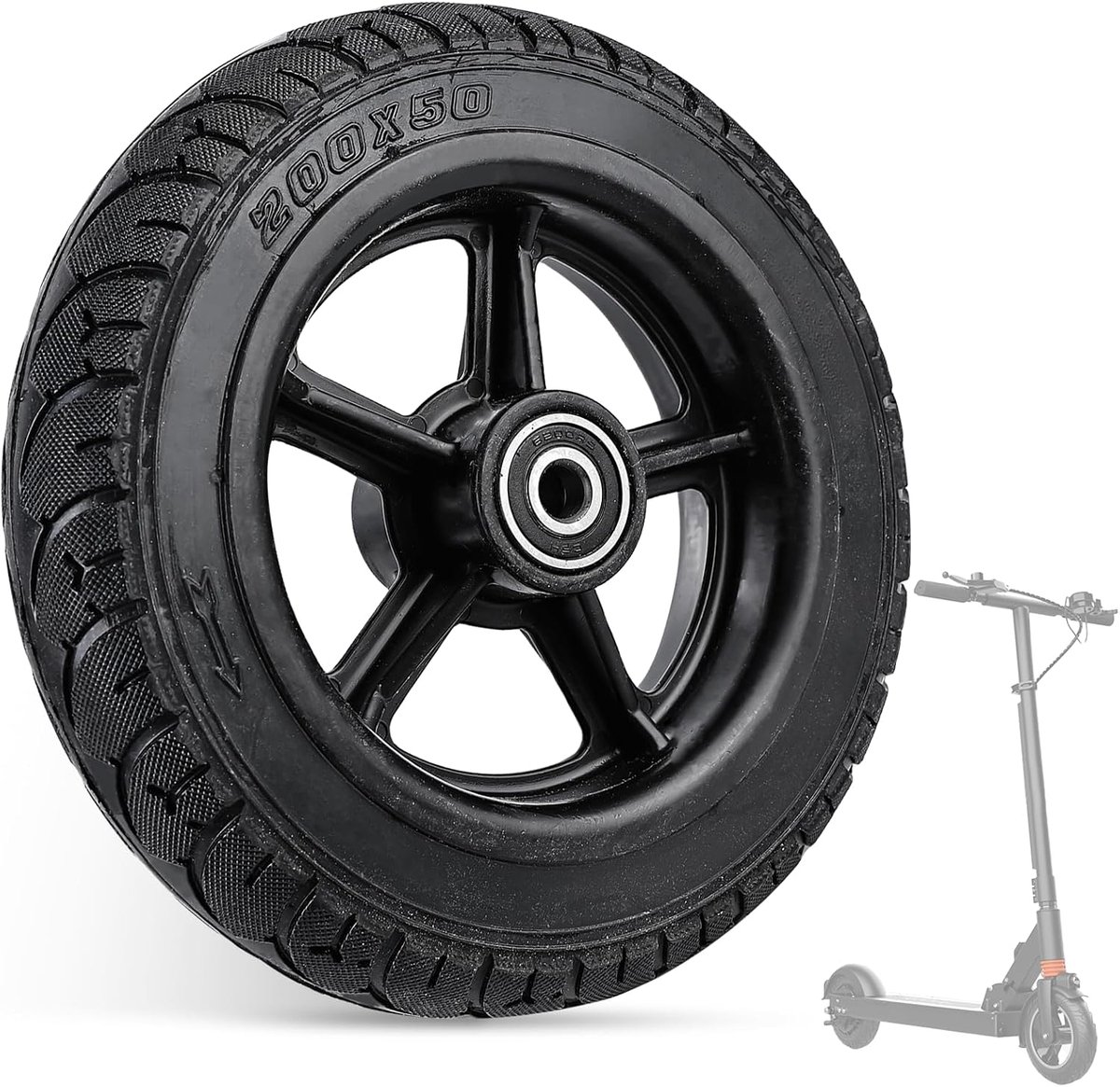 Solid rubber band voor elektrische scooter - 200 x 50 mm - lekvrij en robuust - veilig rijden - SnelShoppen