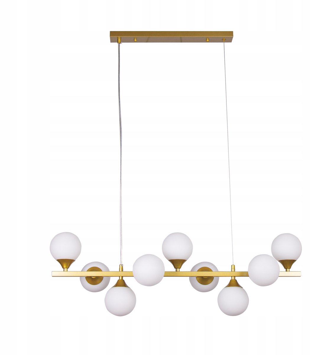 Gouden Plafondlamp met 9 Glazen Bollen - Stijlvol en Modern