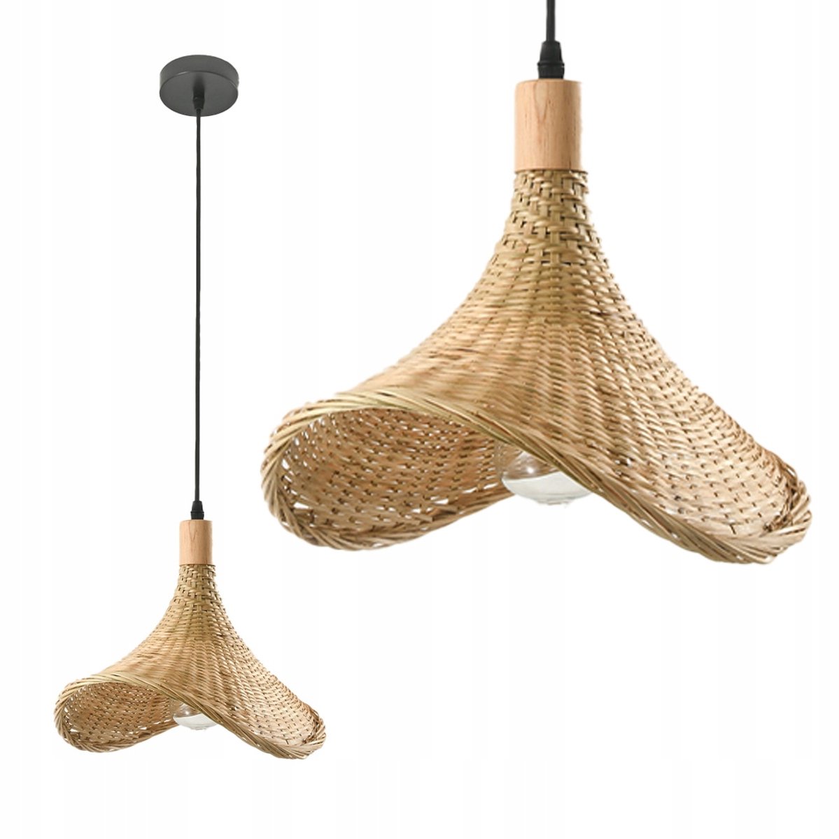 Boho Bamboe Hanglamp Natuurlijk Gevlochten E27 - Sfeervolle Verlichting