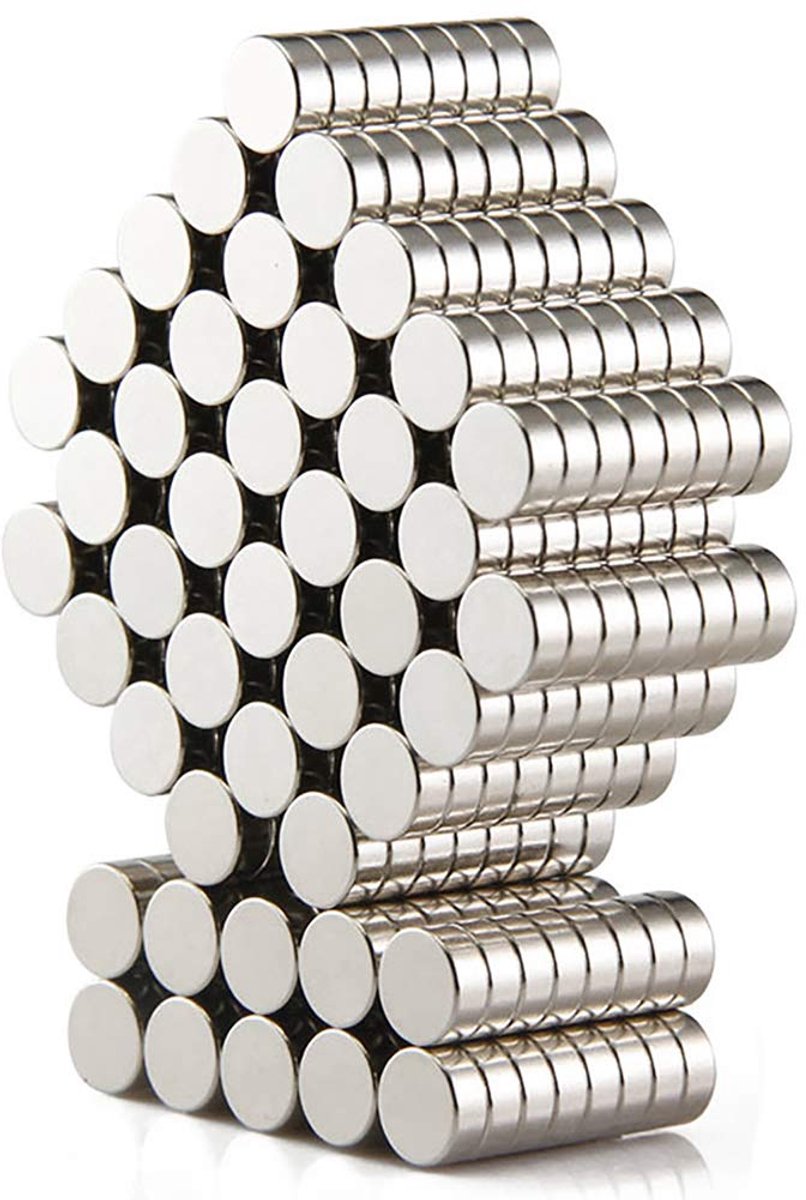 Koelkastmagneten 6x2 mm - premium geborsteld nikkel - 300 stuks - ideaal voor kantoor en school - ShopVlot