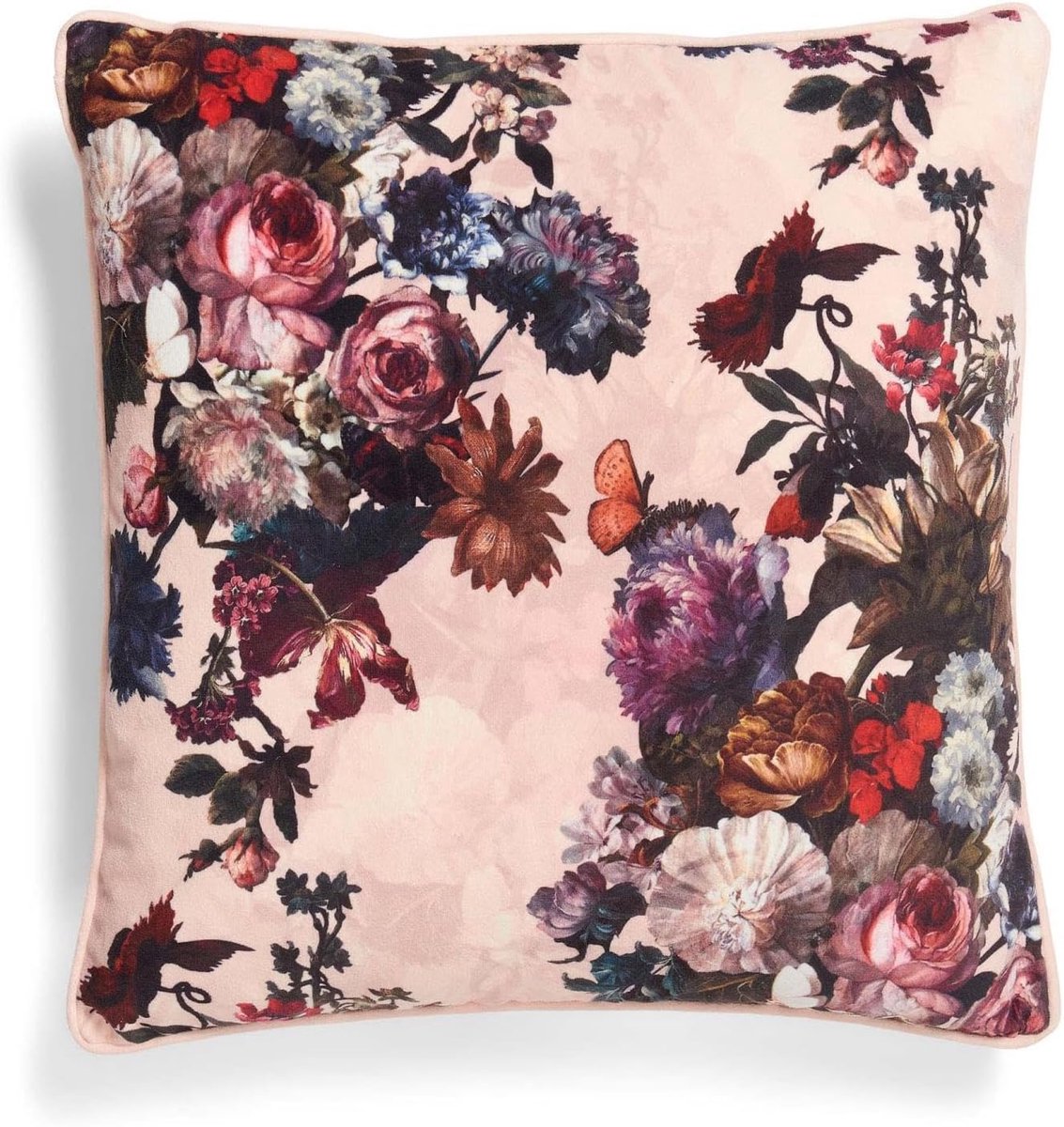 Sierkussen 50x50cm - roze velvet - bloemen - zachte uitstraling - ShopVlot