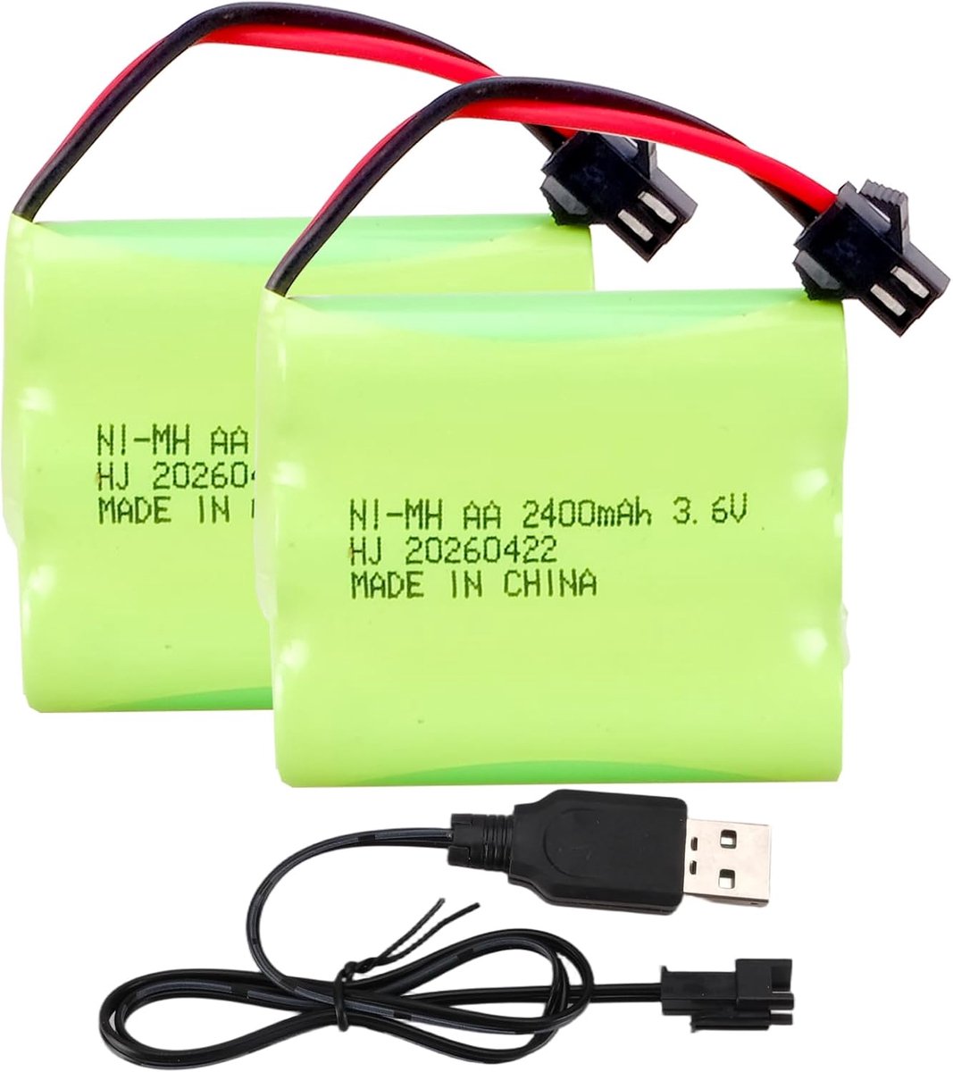 AA oplaadbare accu 3,6V 2400mAh - NiMH - SM 2P connector - ideaal voor radiografisch speelgoed - ShopVlot