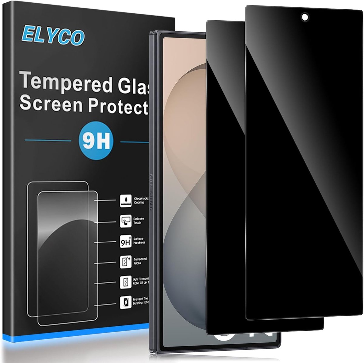 Privacy gehard glas voor Samsung Galaxy Z Fold 8 Ultra - 2 stuks anti-spy - 9H hardheid - optimale bescherming - ShopVlot