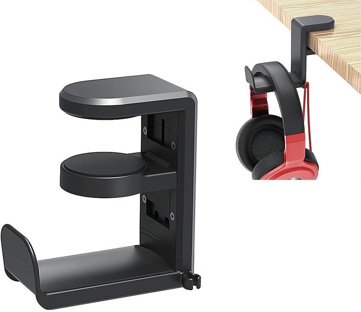 Hoofdtelefoonhouder onder bureau - 360° draaibare arm - kabelclip - ideaal voor gamers - ShopVlot