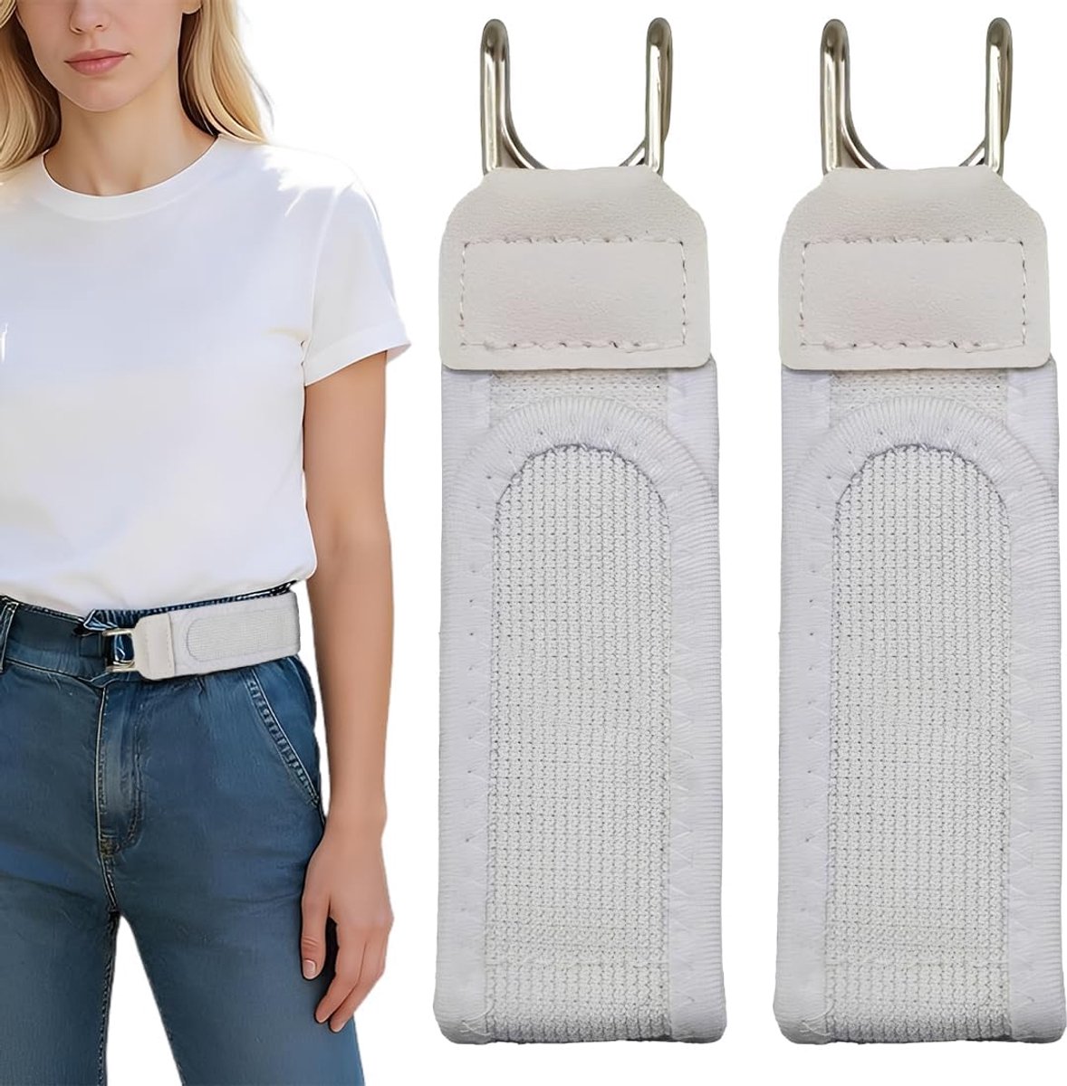 Elastische Riemen Voor Dames En Heren - Gesploze Riem - Verstelbare Haakriem - Onzichtbare Haakband (Wit) - ShopVlot