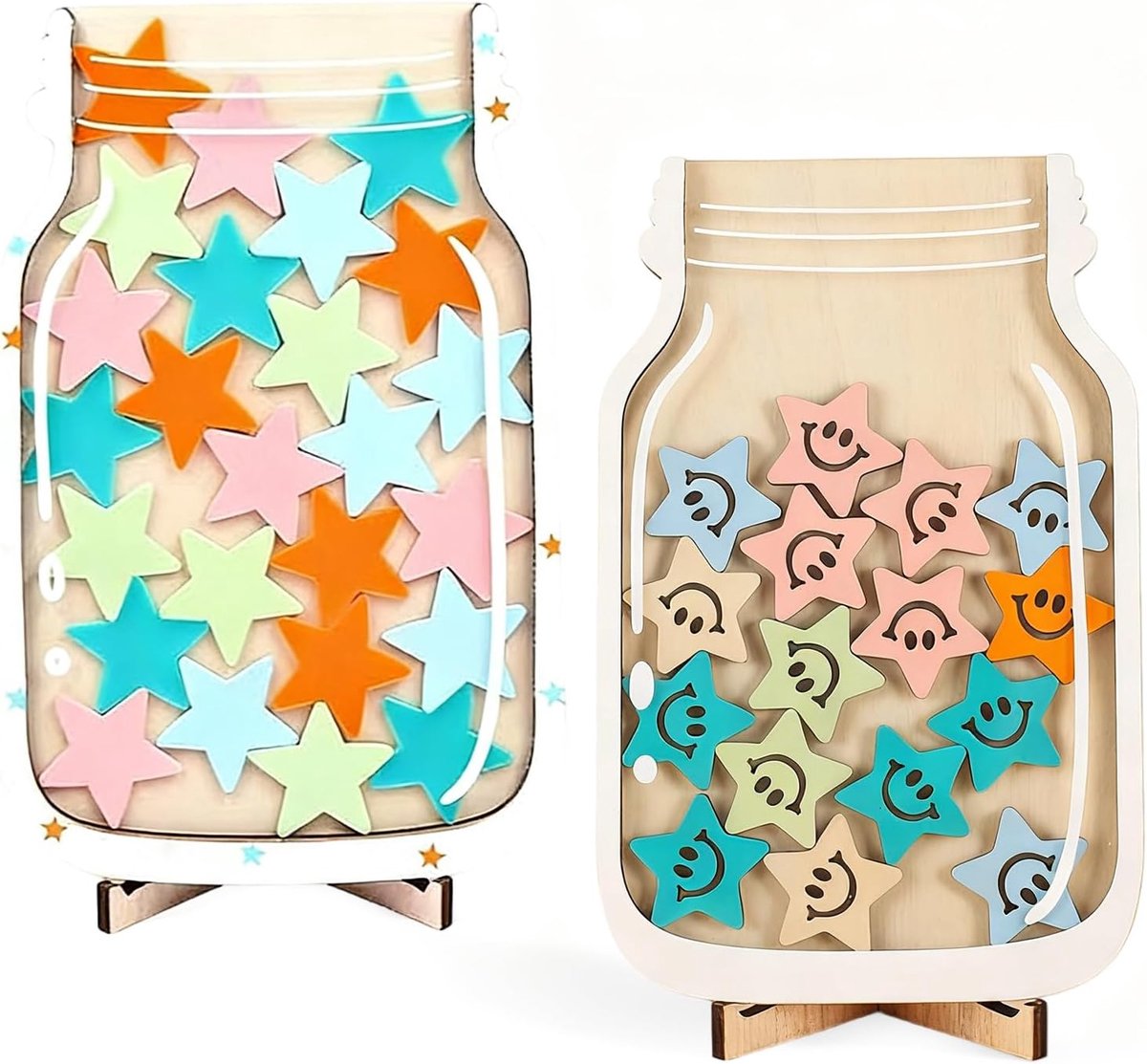 Kids beloningsglas - 2 stuks - met smiley gezicht - ideaal voor motivatie van kinderen - ShopVlot