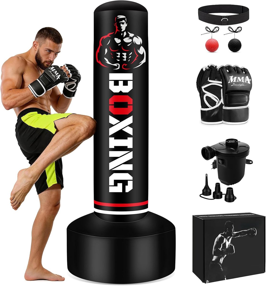 Vrijstaande bokszak - 180 cm hoog - stevig materiaal - ideaal voor training - ShopVlot