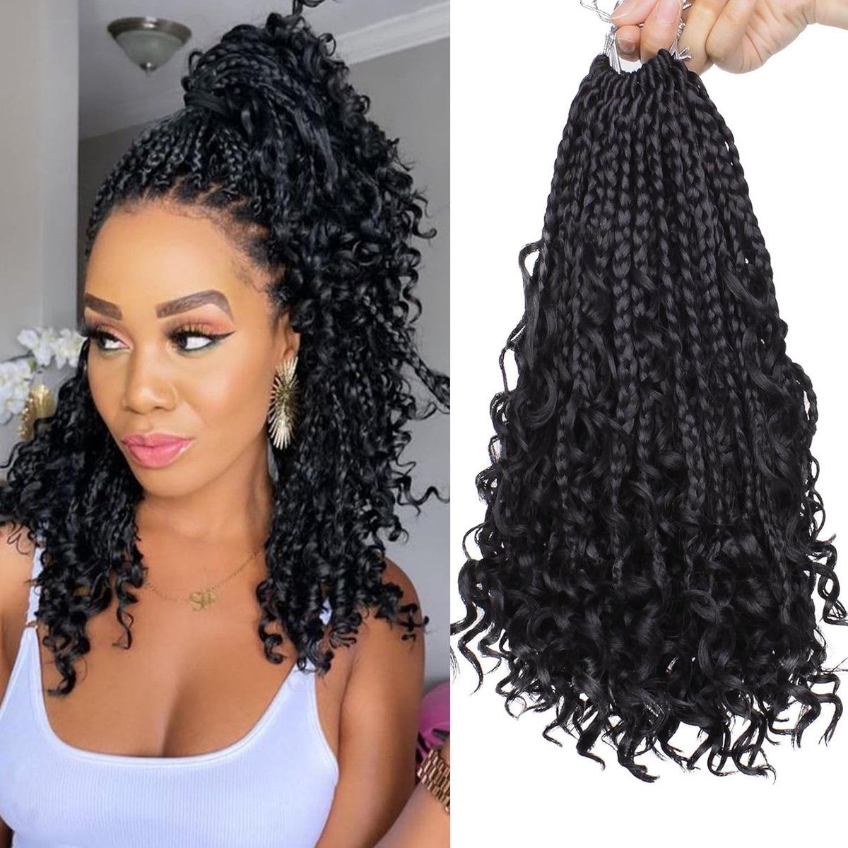 Boho Box Braids - 10" natuurlijke zwarte goddess vlechten - synthetisch haar - geurloos en gezond - ShopVlot