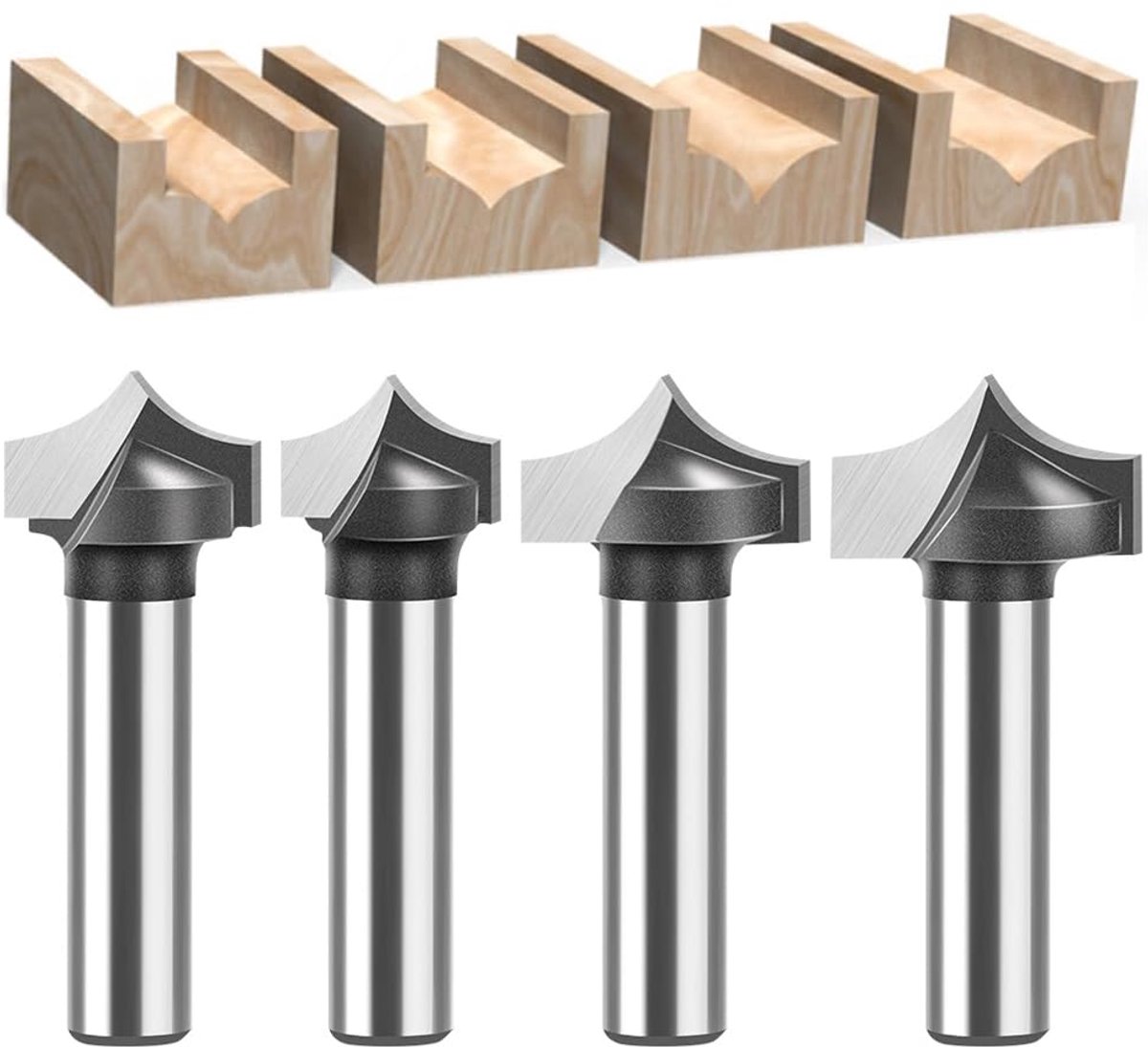 Houtfrees set 4-delig - Freesbit 8 mm - Houtbewerking - Perfect voor fijn werk - ShopVlot