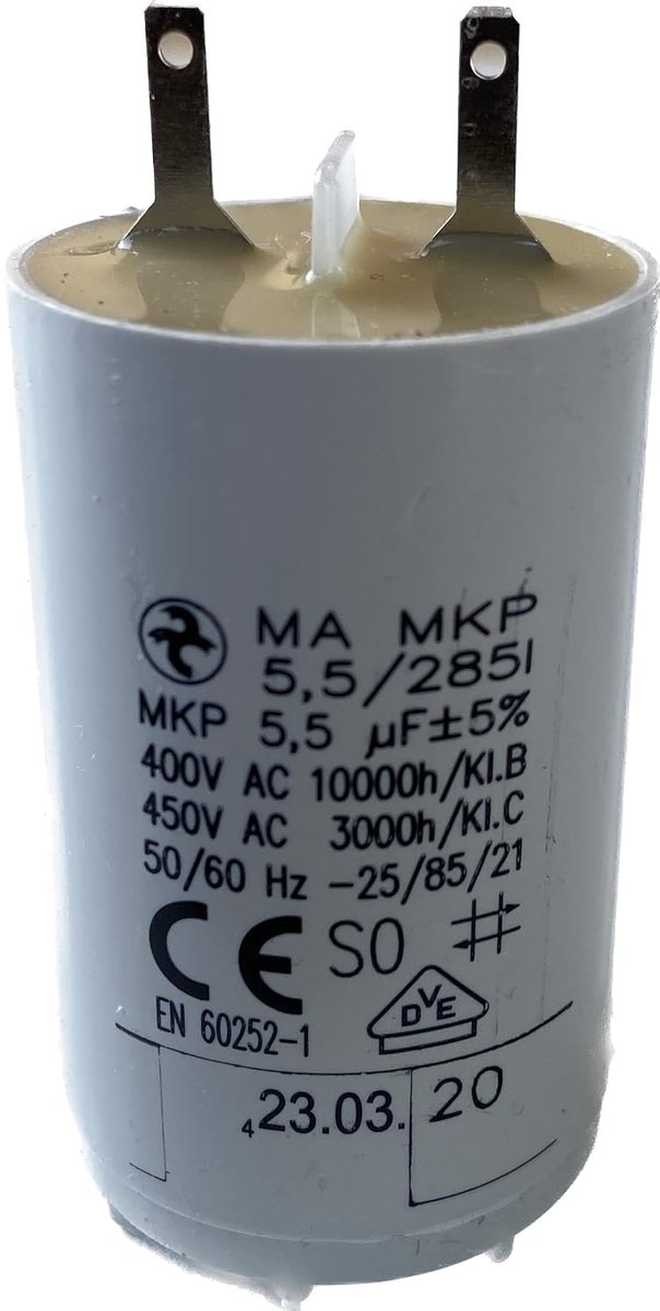 Capacitor 5.5µF - 2 x kabelschoen - niet gepolariseerd - geschikt voor rolluiken - ShopVlot