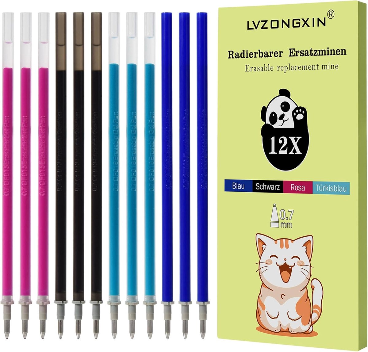 Vervangpatronen 0.8 mm - 3 Blauw + 3 Zwart + 3 Roze + 3 Turquoise - Vervangbare inkt - Geschikt voor Legami - ShopVlot